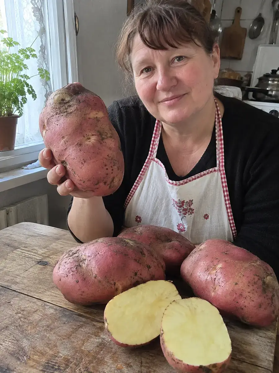 Ранній весняний урожай великої рожевої картоплі Зевс